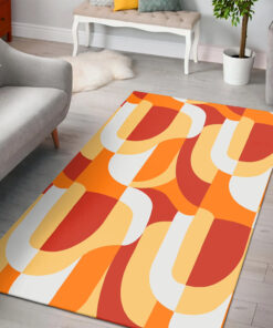Orange Abstract Retro Pattern 70's Style Area Rugs