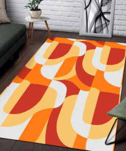 Orange Abstract Retro Pattern 70's Style Area Rugs