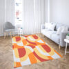Orange Abstract Retro Pattern 70's Style Area Rugs