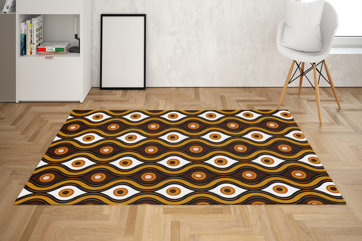 Retro 70 Style Seventies Vintage Pattern Area Rug