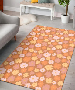 Retro Daisy Meadow 70s Style Floor Mat Area Rug