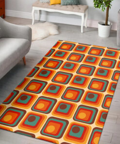 Retro Orange 70 Pattern Style Area Rug