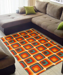 Retro Orange 70 Pattern Style Area Rug