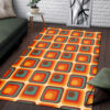 Retro Orange 70 Pattern Style Area Rug