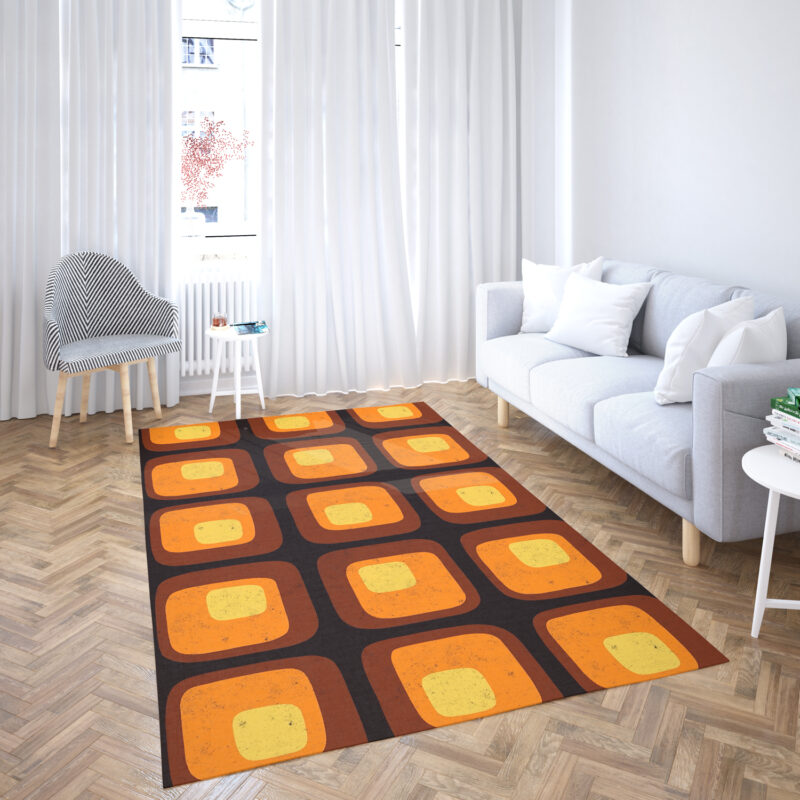 70's Style Retro Mod Mounted Area Rug