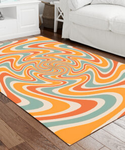 Big Retro Swirl 70s Orange Area Rugs