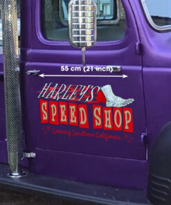 Alternative view of Personalized Lead Foot Old School Fire Pinstripe Hot Rod Door Car Decals