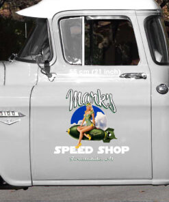 Alternative view of Personalized Bomber Pinup Girl Speed Shop Pinstripe Decals
