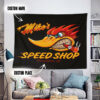 Personalized Hot Rod Mr. Horsepower Woodpecker Garage Wall Tapestry