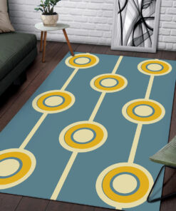 Vintage Retro Groovy Hippie Circle Classic Mustard Yellow Pale Green Photographic 70s Style Area Rug