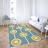 Vintage Retro Groovy Hippie Circle Classic Mustard Yellow Pale Green Photographic 70s Style Area Rug