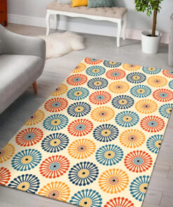 Retro Vintage Dandelion Clock Pattern 1970s Bohemian Style Area Rug