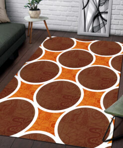 Retro Orange And Brown Circles Pattern 1970s Area Rug