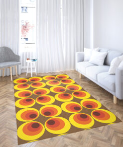 70s Funky Vintage Circle Pattern Area Rug