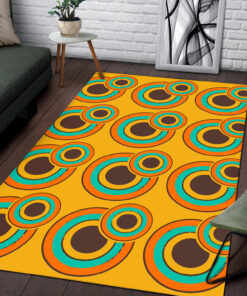 1970's Retro Circles Vintage 70s Seventies Pattern Area Rug
