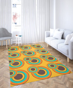 1970's Retro Circles Vintage 70s Seventies Pattern Area Rug