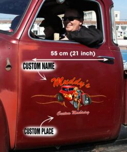 Alternative view of Personalized Hot Rod Pinstripe Pinup Girl Vinyl Sticker