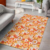 70s Flower Orange Pattern Area Rug