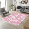 White Pink Dripping Smiley Face Y2K Rug