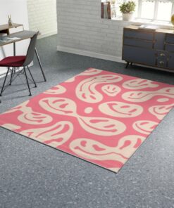 Light Pink Dripping Smiley Face Y2K Rug