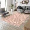 Retro Peachy Daisy Flower Pattern Rug