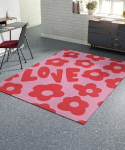 Y2K Daisy Flower And Love Rug
