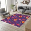 Purple Y2K Heart And Fruit Pattern Rug