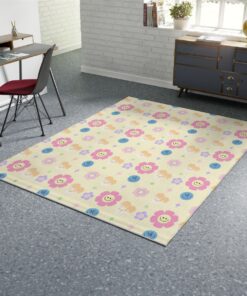 Pastel Flower Smiley Face Y2K Pattern Rug