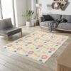 Pastel Flower Smiley Face Y2K Pattern Rug
