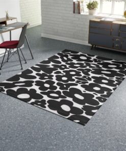 Black And White Daisy Flower Y2K Rug