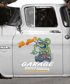 Personalized Rat Fink Outdoor Vinyl Graphict Decals For Car Side Door Window Set 2 Pcs