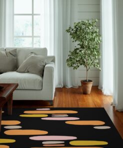 Watercolor Brushstroke Pattern Rug Black Background Rug