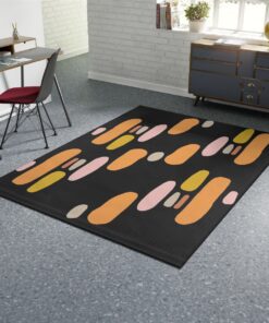 Watercolor Brushstroke Pattern Rug Black Background Rug