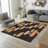 Watercolor Brushstroke Pattern Rug Black Background Rug