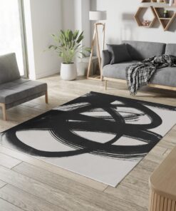 Black And White Abstract BrushStrokes Rug