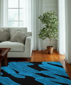 Abstract Blue Brushstrokes Area Rug