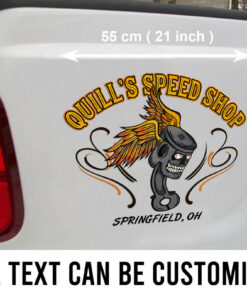 Piston Garage Lowbrow Art Hot Rod Garage Flying Piston Set 02 Vinyl Decals For Truck, Lowrider