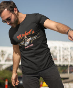 Personalized Hot Rod Pinstripe Decals Pinup Girl Candle Spark Plugs Speed Shop Garage T Shirt