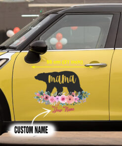 Mama Bear Floral Watercolor Flowers Mom Car Body Stickers set 2 Pcs