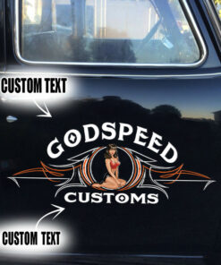 Hot Rod Pinstripe Pin Up Girl Car Decoration Stickers Set 2 Pcs