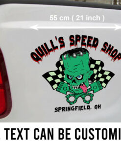 Monster And Piston Speed Shop Vinyl Stickers For Car Set 2 Pcs