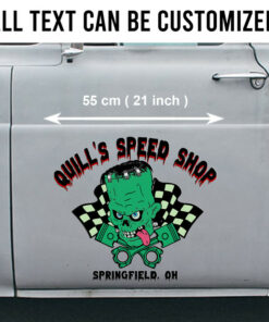 Monster And Piston Speed Shop Vinyl Stickers For Car Set 2 Pcs