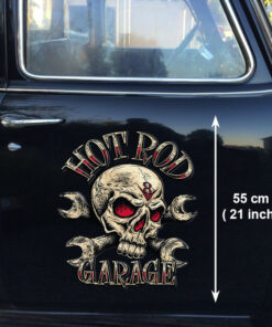 Hot Rod Garage Skull Vinyl Stickers For Car Door