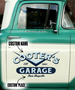 Custom V8 Vinyl Pinstriping Decal For Car's Door And Windows Set 2 Pcs