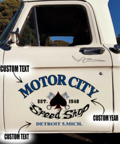 Hot Rod Garage Car Side Vinyl Graphics Decals Set 2 Pcs