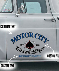Hot Rod Garage Car Side Vinyl Graphics Decals Set 2 Pcs