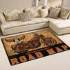 Vintage Road Map Route 66 Motorcycle Area Rug FLoor Carpet Home Decor Gift Idea