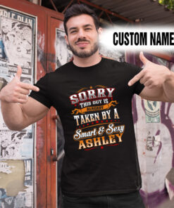 Alternative view of Personalized Name Shirts Sorry This Guy Is Already Taken By A Smart And Sexy Ashley