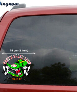 Customizable Hot Rod Rat Fink Speed Shop With Flag Large Car Vinyl Decals
