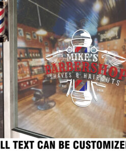 Personalized Barber Shop Sing Vinyl Sticker For Windows, Cars Door